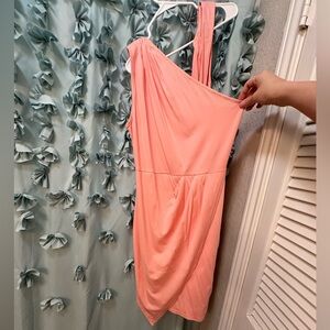 Pink one shoulder cocktail dress